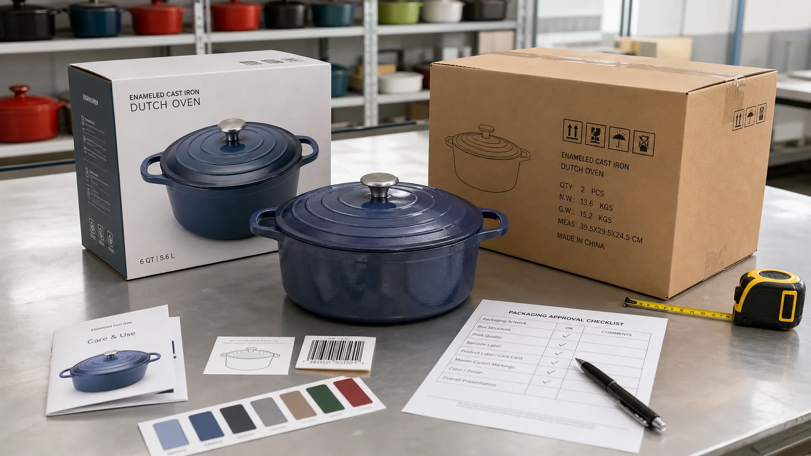 OEM packaging approval table for Dutch oven set planning