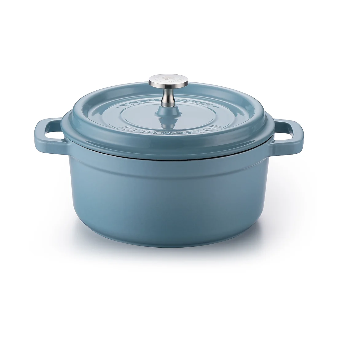 Nordic blue round enameled cast iron Dutch oven